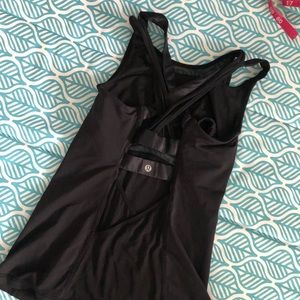 Lululemon 6 Mesh with Me Black Tank with Bra